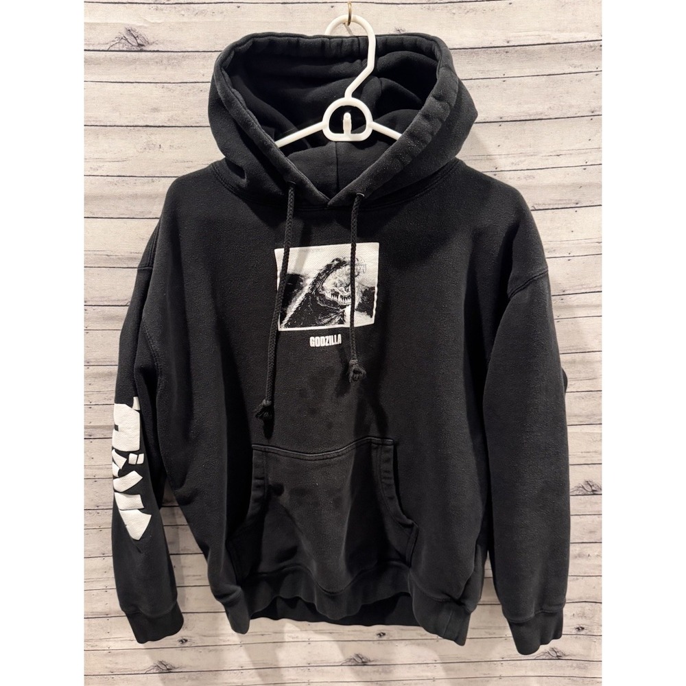 GODZILLA x Crunchyroll Mens Graphic Print Hoodie Sz M Black 2 Sided